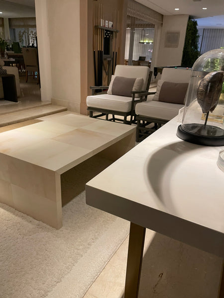 Coffee table real Goat parchment Vellum skin - MINIMALIST STYLE